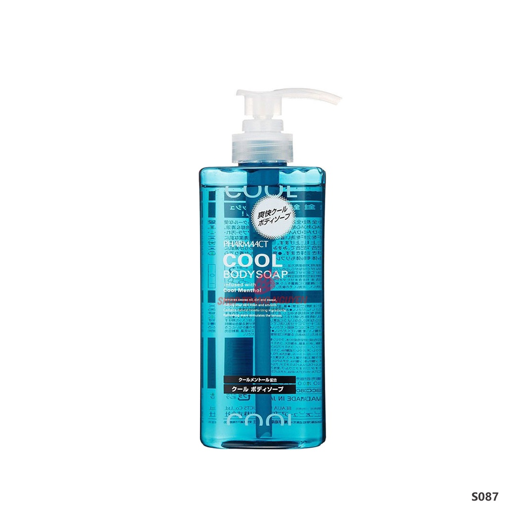 Sữa tắm cho nam Cool Body Soap Pharmaact Nhật Bản 600ml hương bạc hà mát lạnh