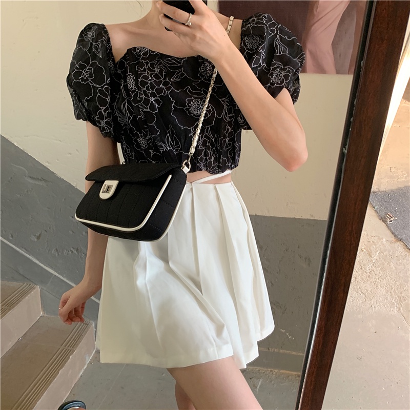 Túi đeo chéo IELGY vải denim phối dây xích phong cách retro