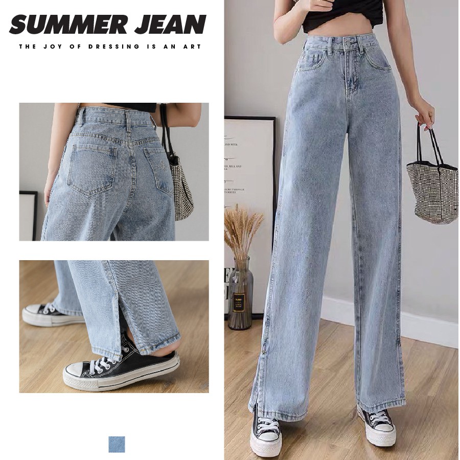 Quần jean nữ ống rộng quần bò ống rộng ulzzang xẻ line phong cách Hàn Quốc cao cấp - ZOO26 | BigBuy360 - bigbuy360.vn