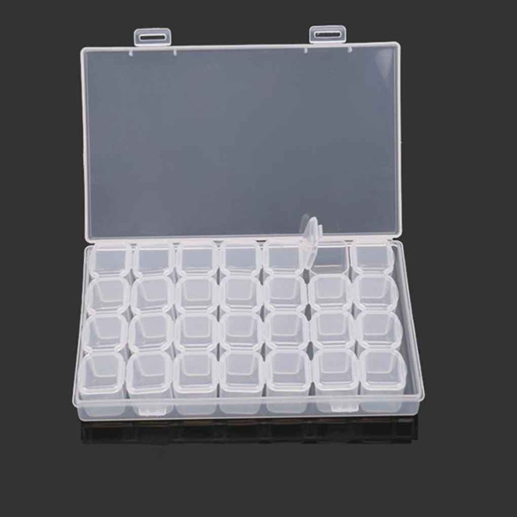 [Mapde] 28 Slots Nail Art Storage Box Plastic Transparent Display Case Organizer Holder for Rhinestone Beads Ring