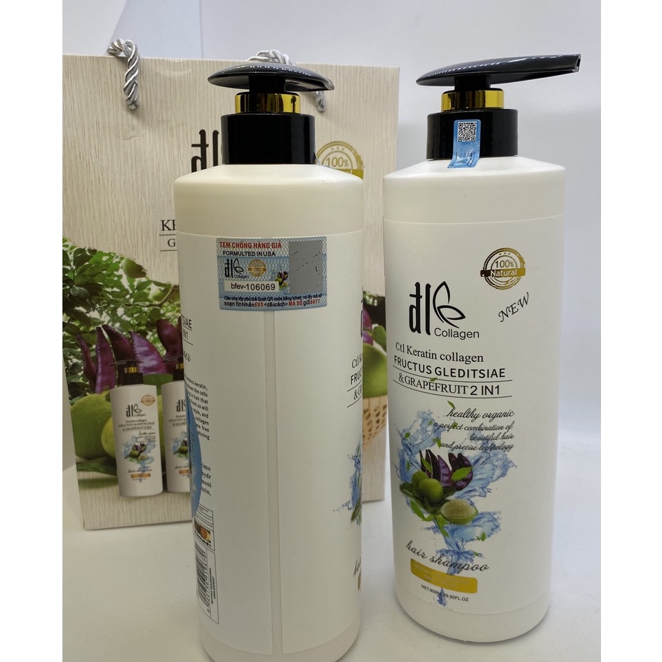[HÀNG CÔNG TY]Dầu Gội Xả Bưởi Bồ Kết DL COLAGEN Ngăn Ngừa Rụng Tóc 850ML*2