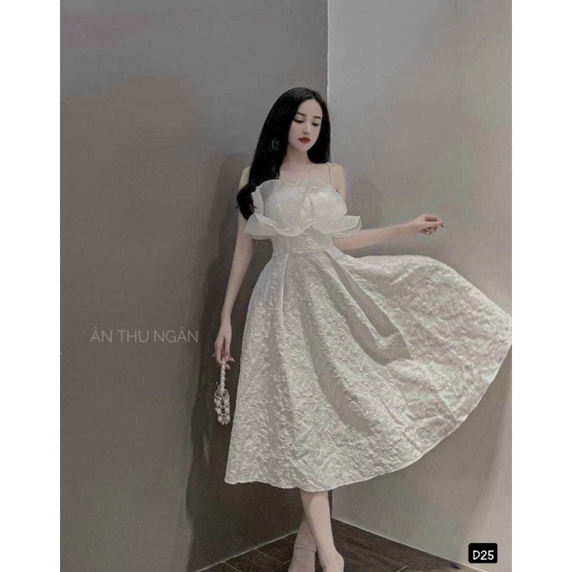 (Free ship) Xả Lỗ Mẫu Đầm Gấm Xốp Hai Dây Đính Cườm Cực CHất UP HHP Fashion