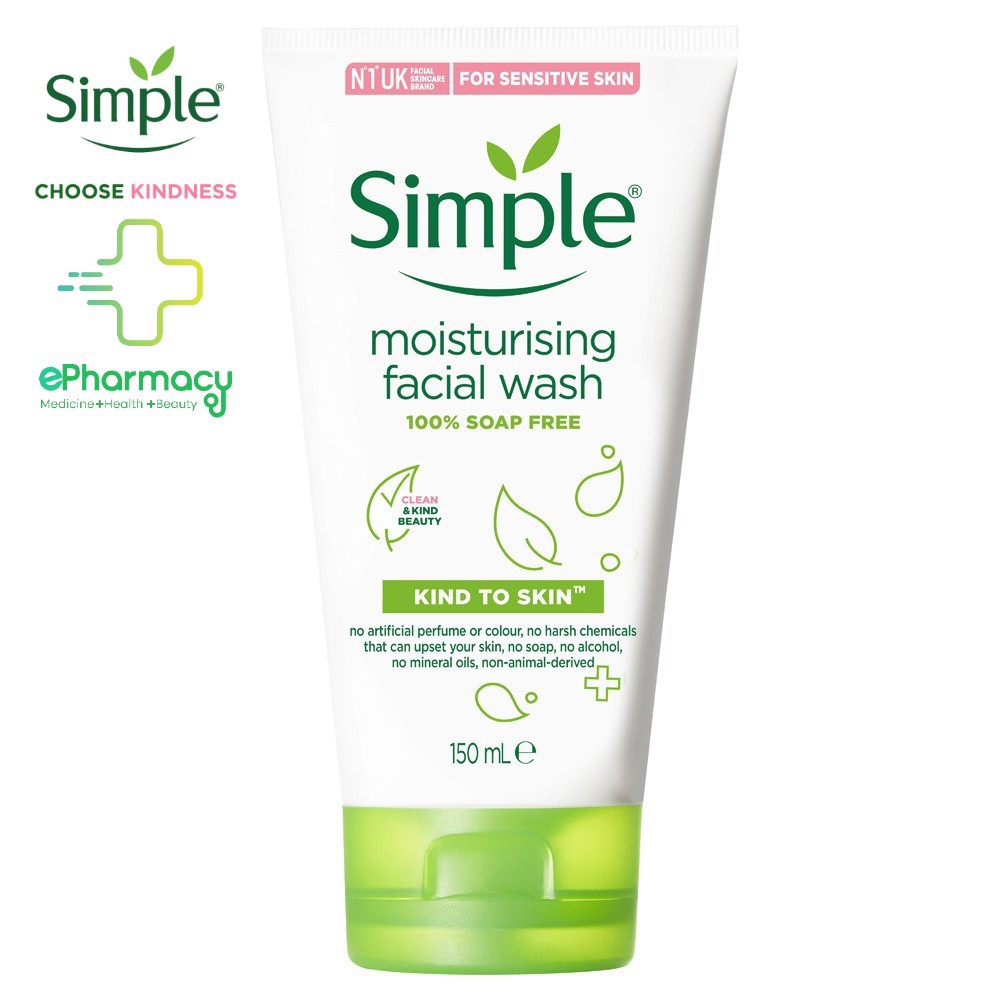 Simple Sữa Rửa Mặt Moisturising Facial Wash - Sữa rửa mặt Simple (trắng) cho da khô 150ml