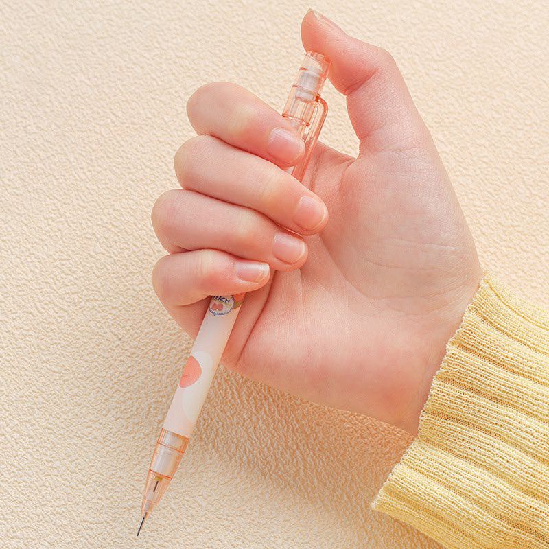 Bút chì bấm 0.5 mm hình trái đào hồng dễ thương kèm đầu tẩy, bút chì kim đào peach quà tặng học sinh sinh viên