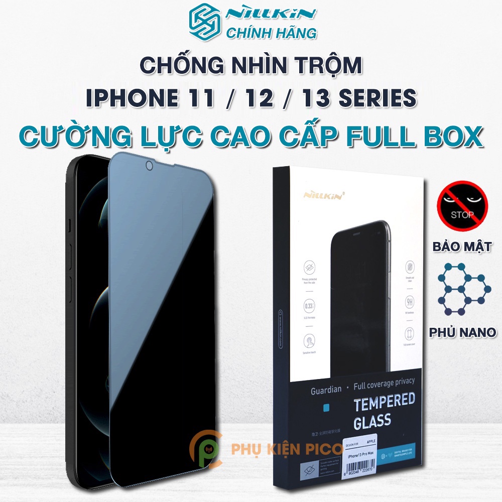 Kính cường lực chống nhìn trộm iPhone 13 Pro Max / Cường lực Iphone 12 Mini / Dán màn hình iPhone 11 Pro Full màn hình