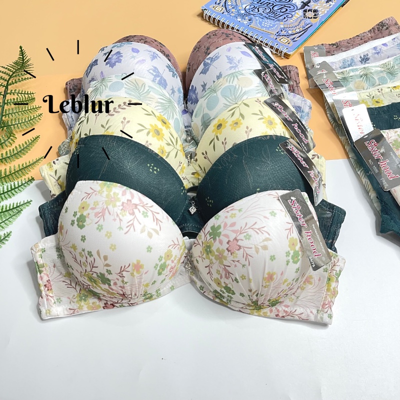 Set áo quần lót Thái Lan, combo áo ngực Sisterhood độn dày 4 cm, quần lưới ren chất mịn, Leblur