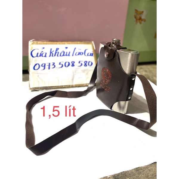Bình tông 1,5Lít Cccp Inox 304,tặng bao da như hình,hàng dày 0,6mm