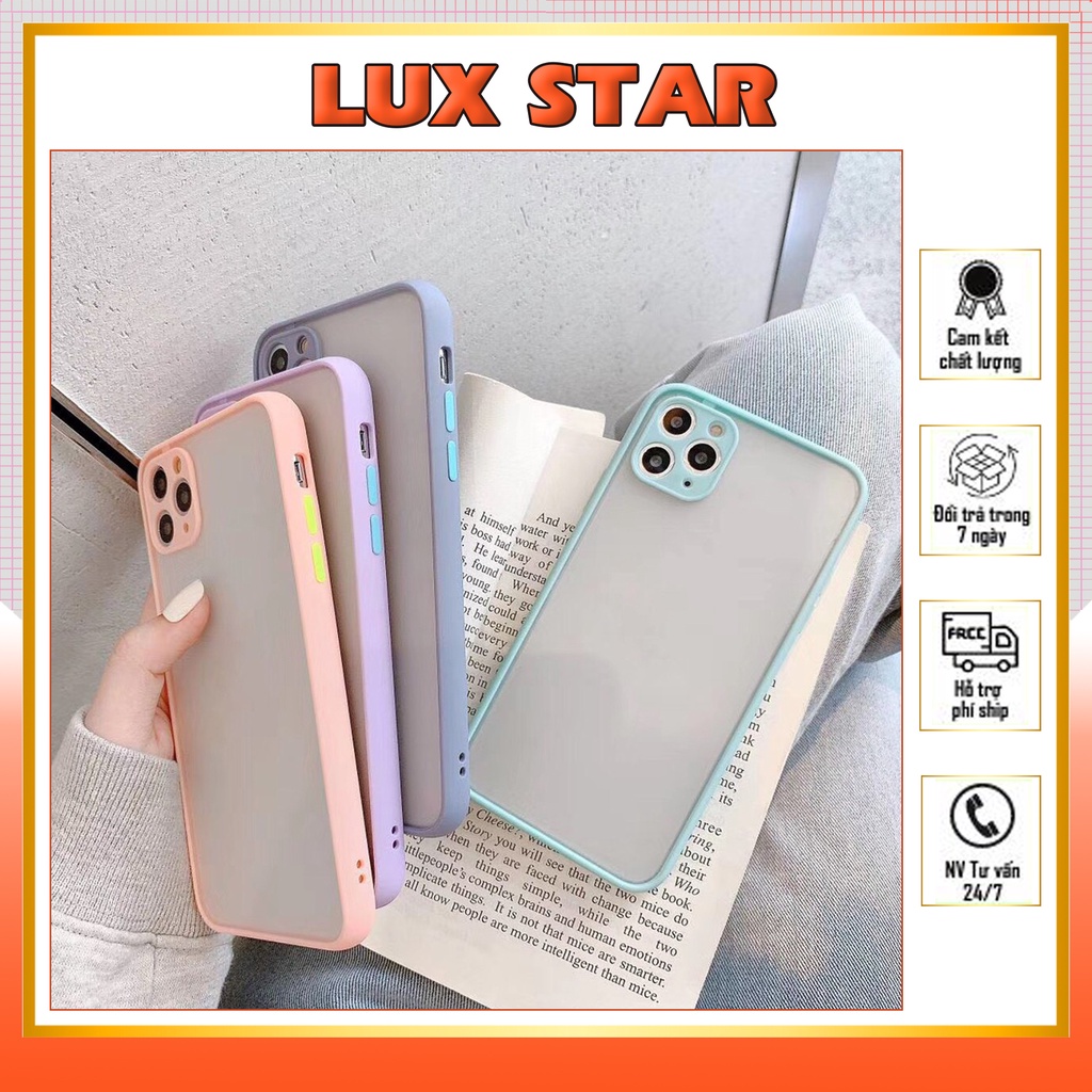 Ốp Lưng iPhone Lưng Nhám Mờ Viền Màu Macron Bảo vệ Cam (Basic Cam) 11/11promax/12/12promax/pro/max/plus/promax