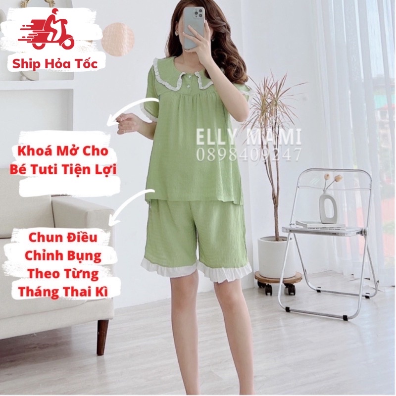 ( 40kg - 95kg ) Đồ Bộ Bầu Và Sau Sinh Nhiều Màu Viền Bèo Trắng Siêu Mát Nhẹ Tênh ( Kèm Video + Ảnh Thật )
