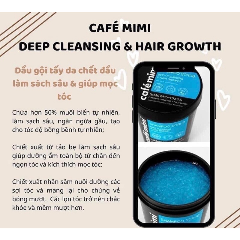 Tẩy da chết da đầu Cafe Mini 330g