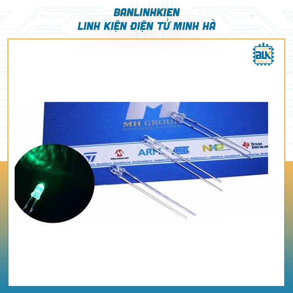 Combo 10 Chiếc Led 3mm Xanh Lá Siêu sáng