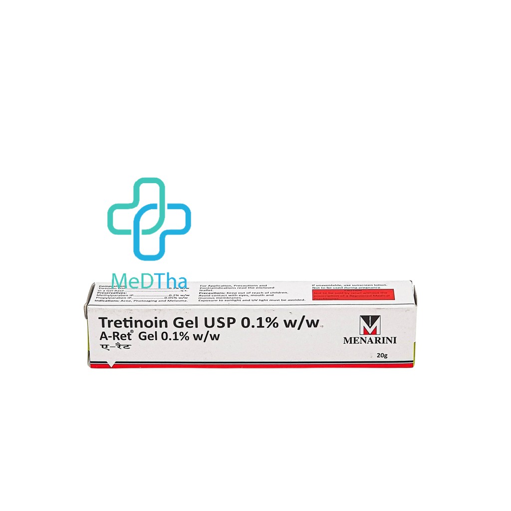 Tretinoin Aret Usp 20g 0,025% 0,05% 0,1% A-Ret - Gel hỗ trợ giảm mụn, chống lão hoá (Tuýp 20g) [Chính hãng]