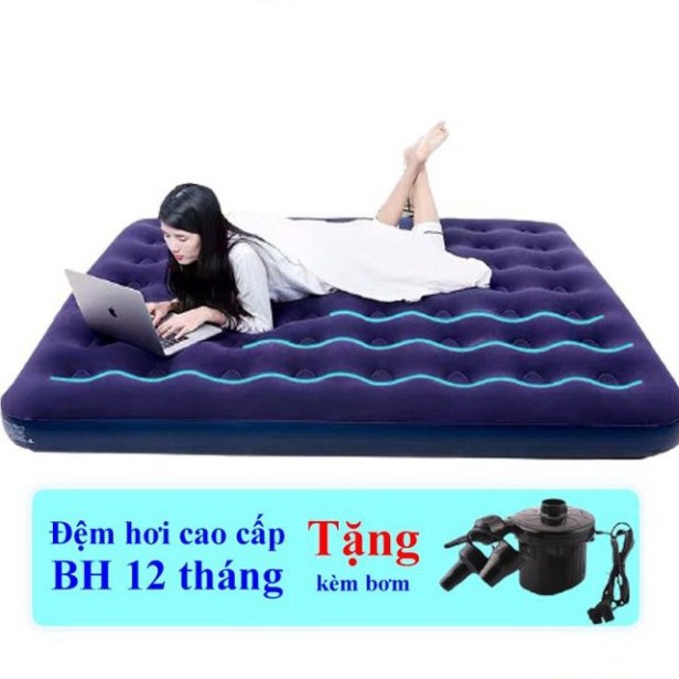 Đệm hơi nệm hơi cao cấp Bestway kích thước 203*152*22cm Tặng 1 Bơm điện + miếng vá tiện ích phòng ngủ phòng khách