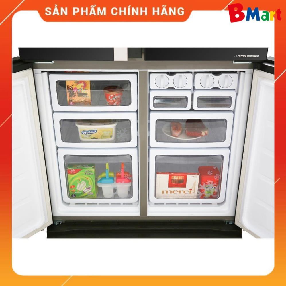 [ VẬN CHUYỂN MIỄN PHÍ KHU VỰC HÀ NỘI ] Tủ lạnh Sharp 4 cánh màu gương đen SJ-FX688VG-BK - [ Bmart247 ]  - BM