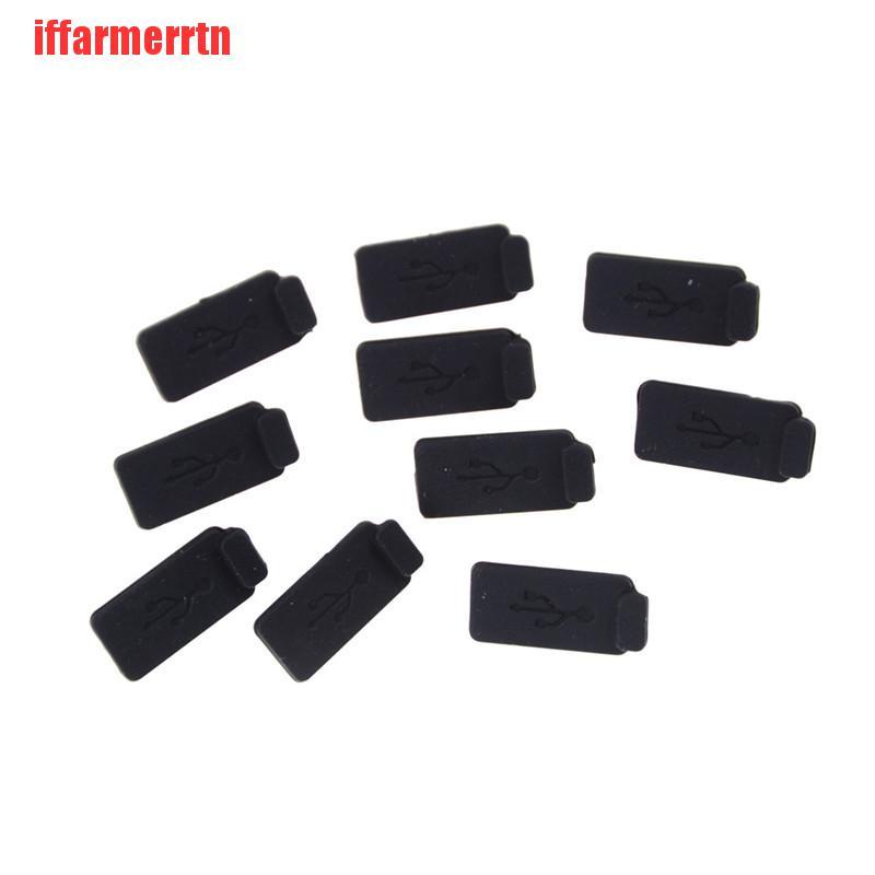 Set 10 Nút Cao Su Silicon Mềm Màu Đen Đậy Cổng Usb Cho Pc Laptop