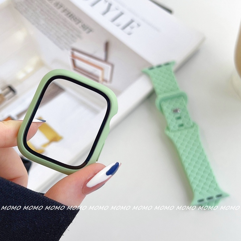 Bộ Ốp Bảo Vệ 2 Trong 1 Bằng Cao Su Silicon Cho iWatch Series 7 6 5 4 3 2 1 SE 41mm 45mm 44mm 40mm