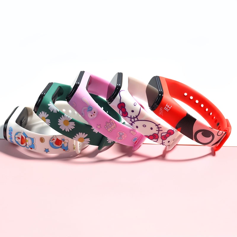 Đồng Hồ Đeo Tay Thông Minh Màn Hình Kỹ Thuật Số Có Đèn Led Dây Silicon In Họa Tiết Hoạt Hình Chống Thấm Nước Cho Bé