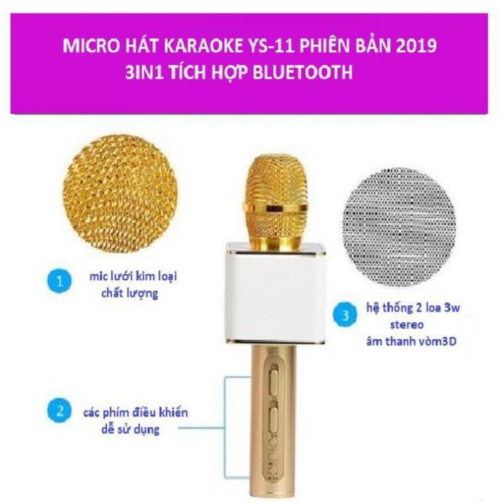 [Mã ELHACE giảm 4% đơn 300K] micro hat karaoke YS-11 3 IN1 tích hơp bluetooth