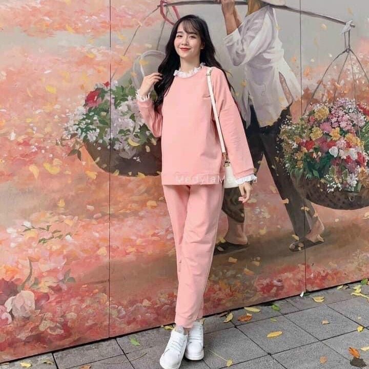 Bộ Bầu Thu Đông Kết Hợp Sau Sinh 2 Chức Năng Dài Tay Chất Nỉ Ấm, Đồ Mặc Cho Con Bú Trẻ Trung Thể Thao HT4630 Honey Mommy