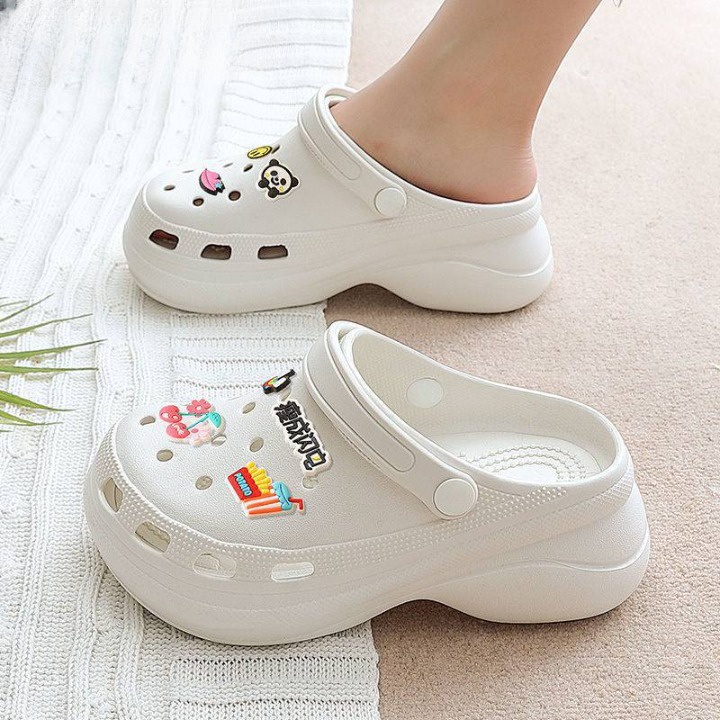 Dép bánh mì cross nữ đế cao SUNNY kèm Sticker cao 6 CM, dép sục nữ hot trend 2022