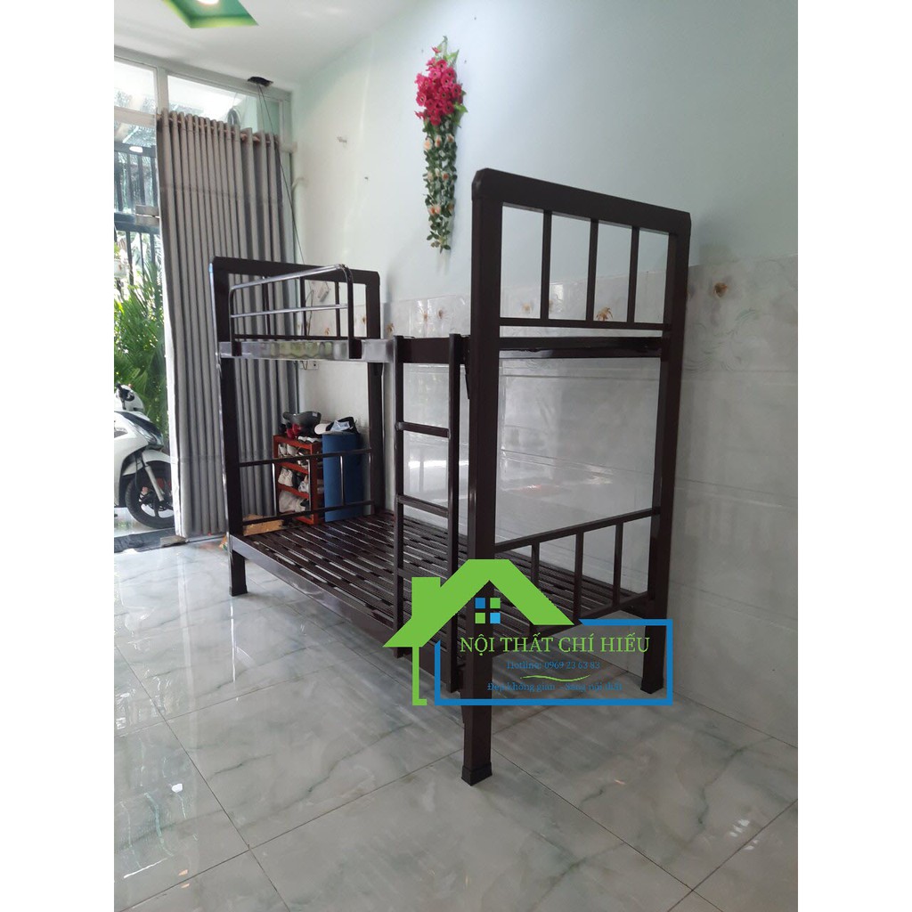 Giường sắt hộp 2 tầng sơn tĩnh điện bền đẹp không rỉ sét, Ngang : 80cmx80cm( Tầng Dưới – Tầng Trên)