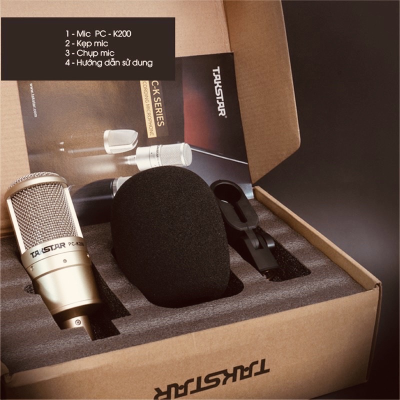 Micc thu âm livestream Takstar PC-K200 chuyên nghiệp  12 tháng