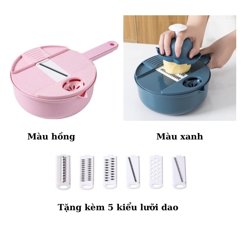 Bộ Dụng Cụ Bào Nạo Rau Củ Quả Đa Năng 5 in 1 Kèm Rổ Chậu - Dung