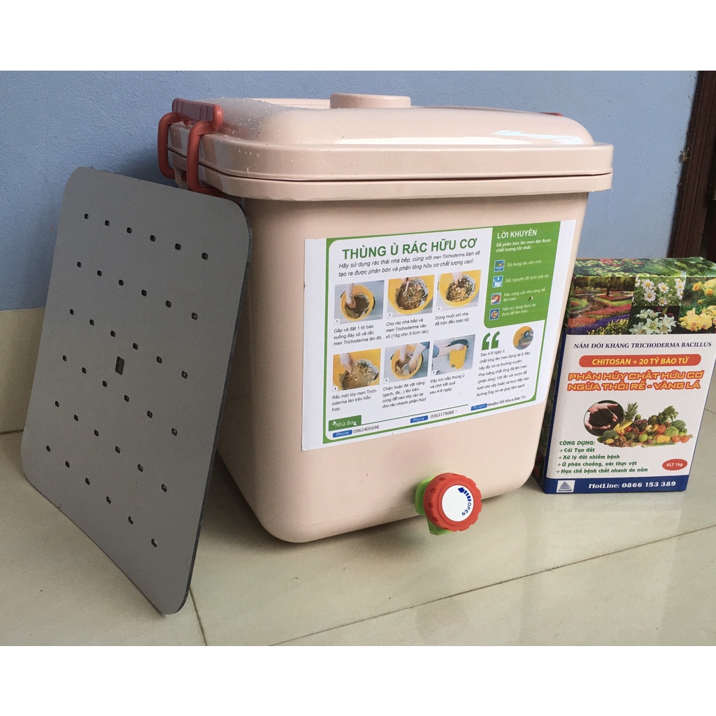 Thùng ủ rác hữu cơ Trichodema, thùng nhựa Bảo Tín, thùng rác, thùng ủ nuôi trùn quế