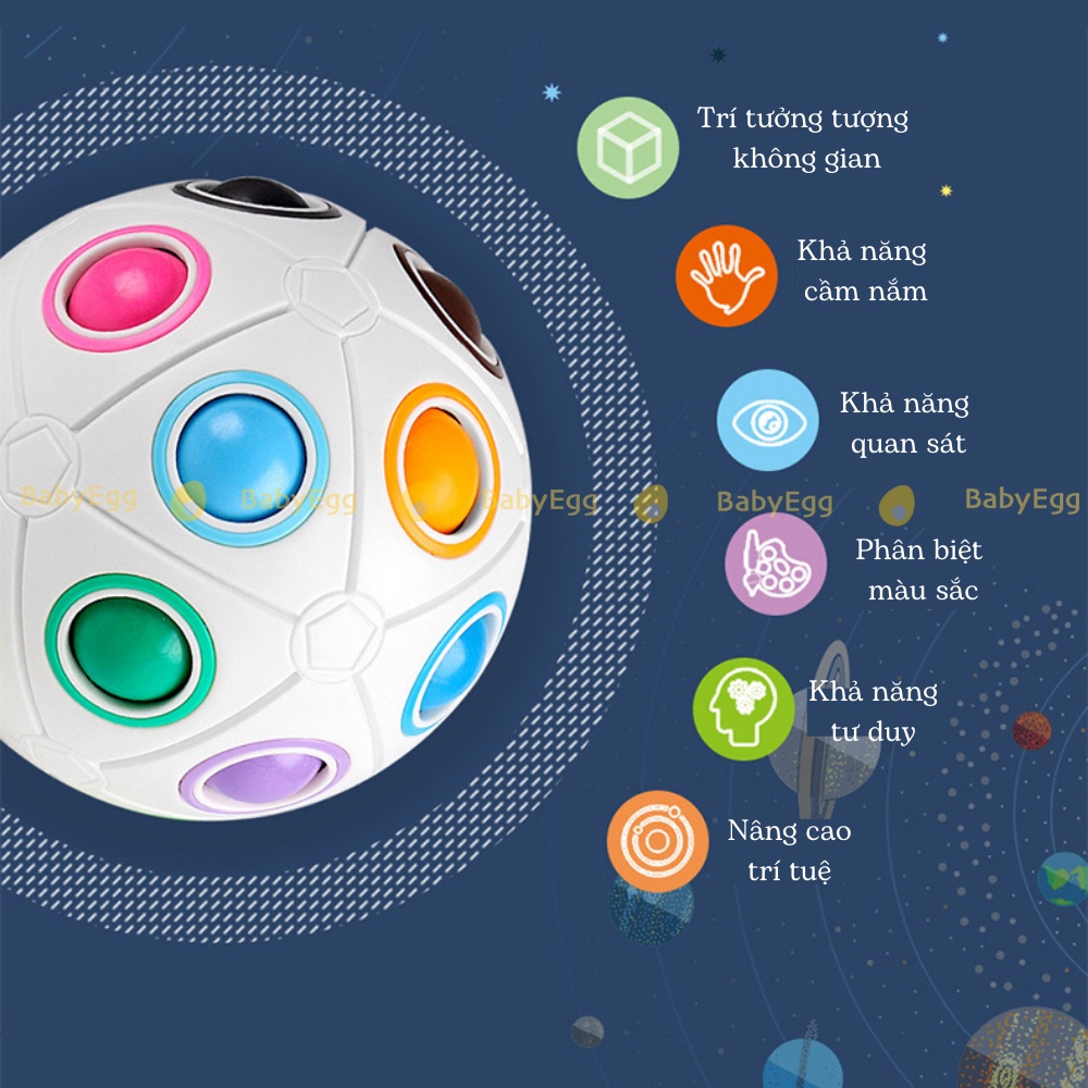 Bóng Rubic biến thể Magic Rainbow Ball Rubic cho bé đồ chơi trẻ em bé trai bé gái thông minh 3 4 5 6 tuổi babyegg