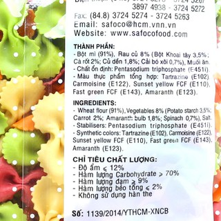 Nui Nơ Rau Củ Safoco 200g