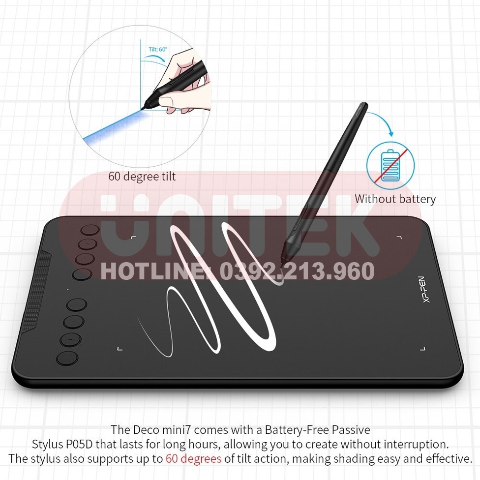 Bảng Vẽ Điện tử XP-PEN Deco Mini7 Android - Bảng Vẽ Điện tử Hỗ Trợ Cảm Ứng Nghiêng cao cấp