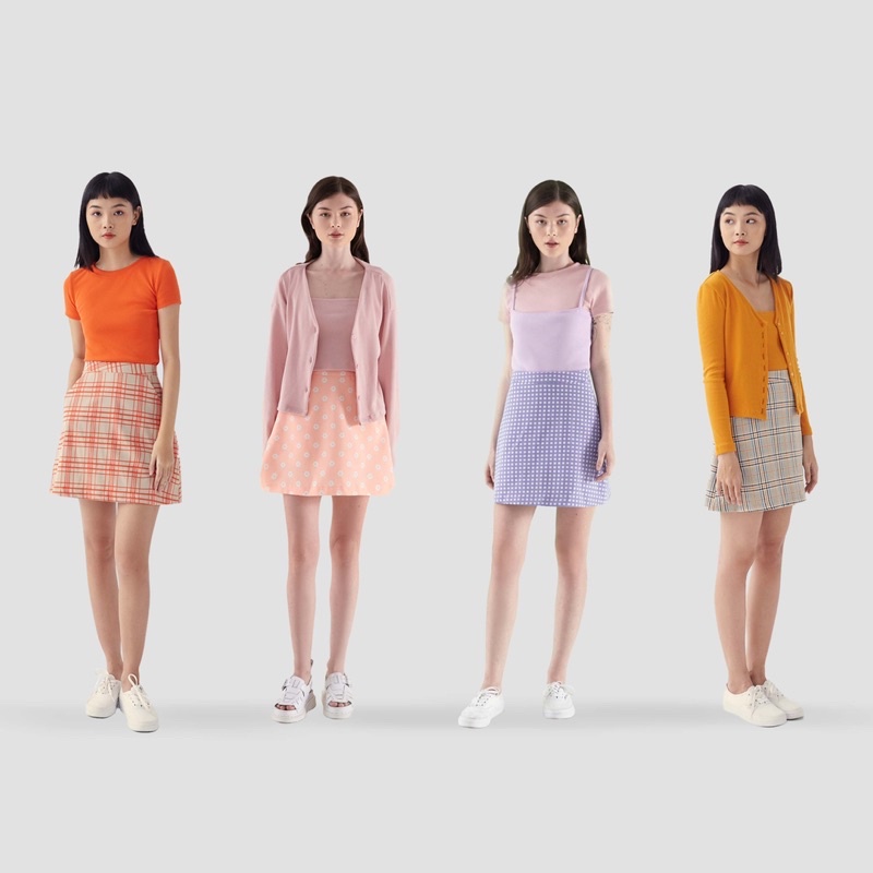 Andabove - Chân váy nữ ngắn dáng chữ A - A Skirt - Màu Đen/Be/Caro Đỏ/Caro Be/Caro Tím/Hoa cam