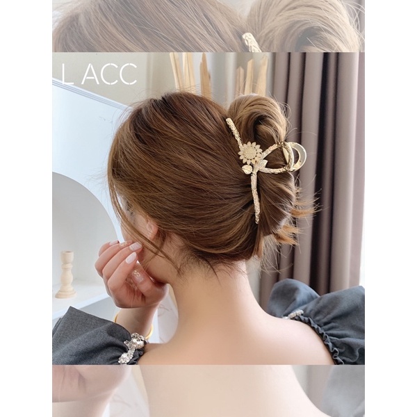 Kẹp tóc hình bông hoa cúc kim loại sau đầu cho nữ phong cách Hàn Quốc