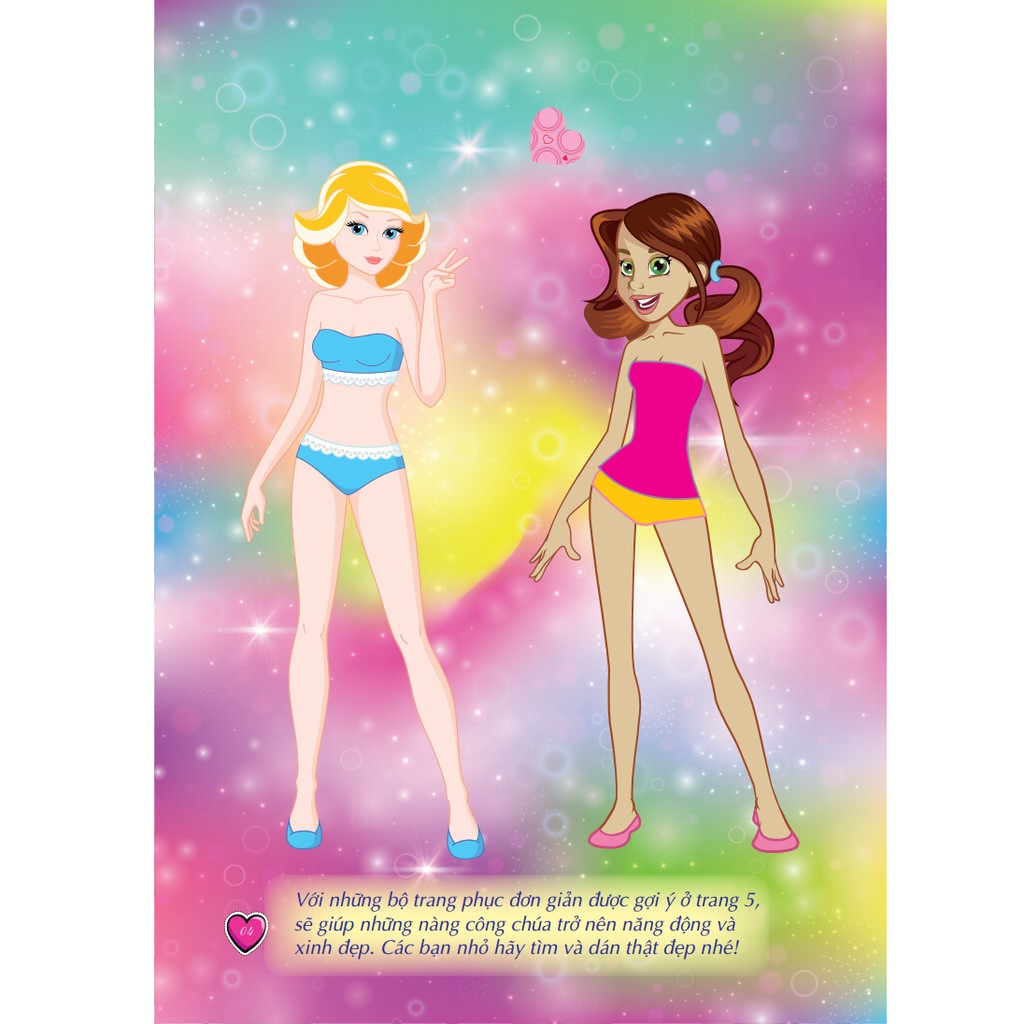 Sách - Sticker book - Giấy gián &amp; tô màu công chúa 4 - Quyến rũ (tặng kèm 4 trang sticker dán hình)