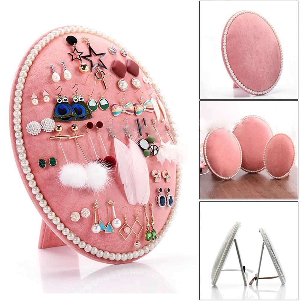Khay Trưng Bày Trang Sức Hình Oval Bằng Vải Nhung