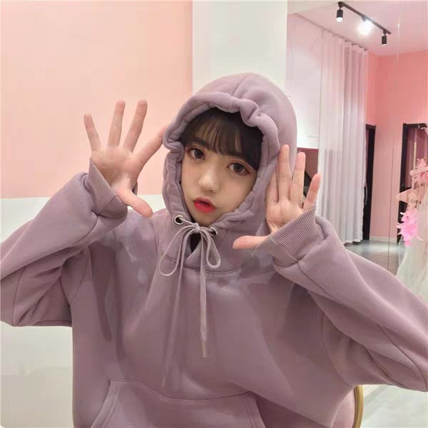 VÁY NỈ MŨ TÍM ĐEN CÓ TÚI - VÁY HOODIE XẺ TÀ DÁNG DÀI NỈ BÔNG ko -Hàng nhập khẩu