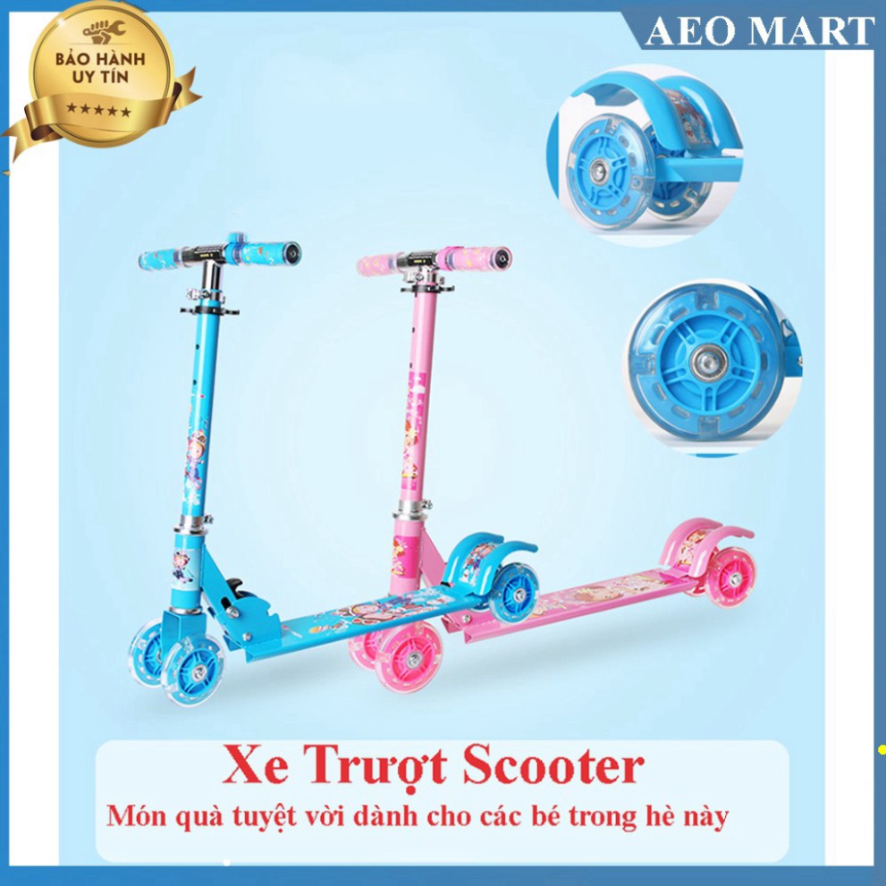 Xe Trượt Scooter 3 Bánh Cho Trẻ Em Có Đèn Led Phát Sáng, Xe Scooters Bé Trai Gái 2 3 4 5 6 7 8 9 10 Tuổi Đa Năng Cao Cấp