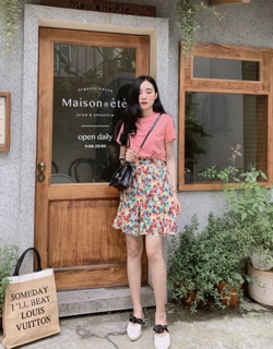 SET ÁO PHÔNG PHỐI CHÂN VÁY MIDI