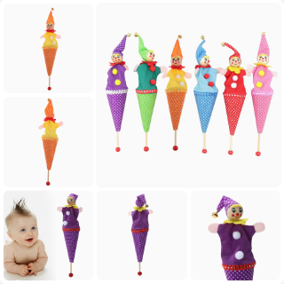 [willss] Retractable Smiling Clown Hide & Seek Play Jingle Bell baby Kids Funny Toy /ND