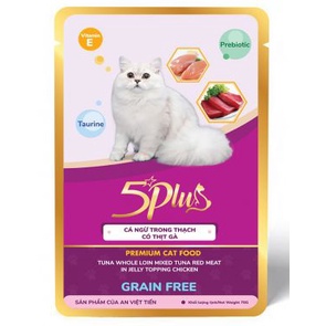 Combo 12 gói - Thức ăn pate 5 Plus Premium cho mèo gói 70g - Vị ngẫu nhiên - Thức ăn cho mèo giá sỉ