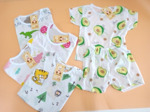 Bộ Cộc Tay Thông Hơi Cài Vai Cho Bé (6-16kg) Cực Mát Cho Bé