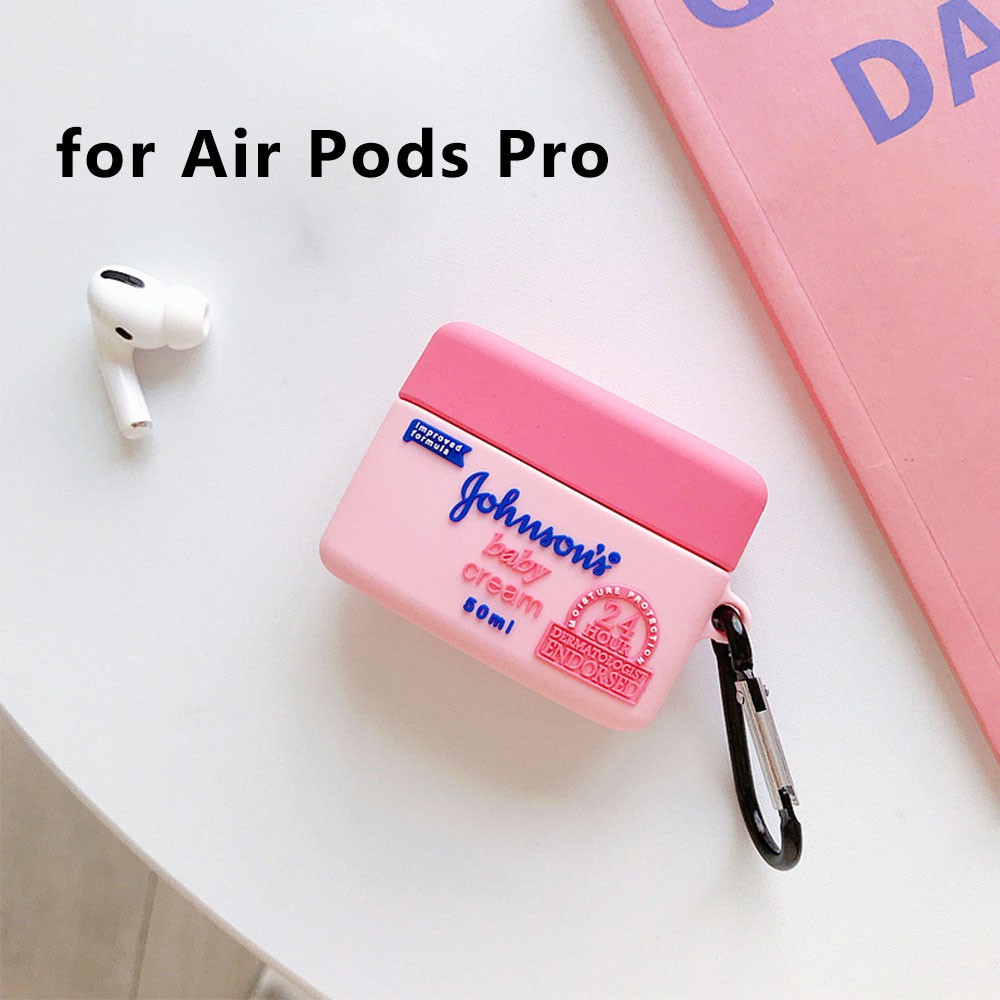 Vỏ silicon 3D hình chai sữa tắm Johnson's dễ thương bảo vệ hộp sạc tai nghe Airpods 1 2