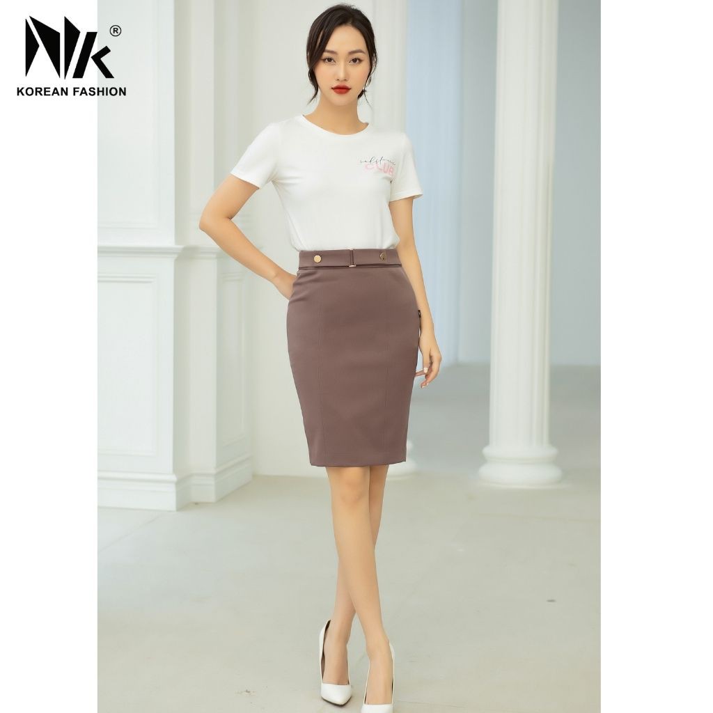 Chân Váy Thiết Kế Công Sở NK FASHION Dáng Bút Chì Kèm Đai Cài Eo, Chất Liệu Nhập Hàn Hai Lớp Cao Cấp NKCV2101003