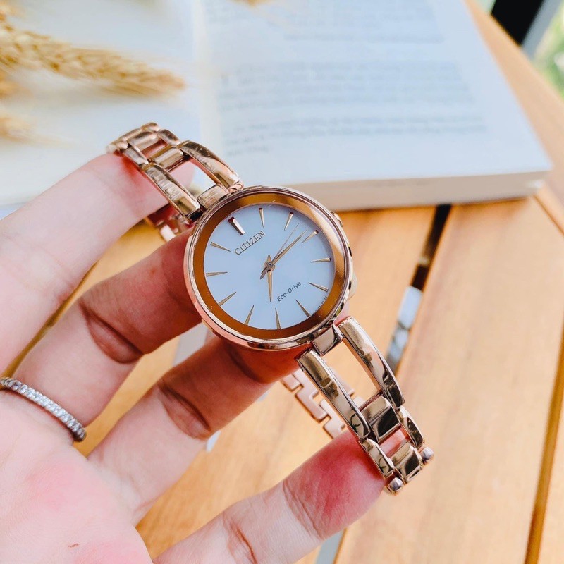 Đồng hồ nữ Citizen Axiom Eco-Drive Women's EM Rose Gold-Tone Bracelet