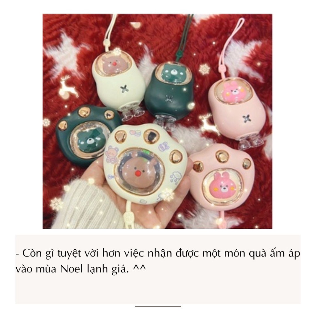 Máy sưởi ấm mini cầm tay 2400 Mah hình chân mèo thông minh, nhỏ gọn