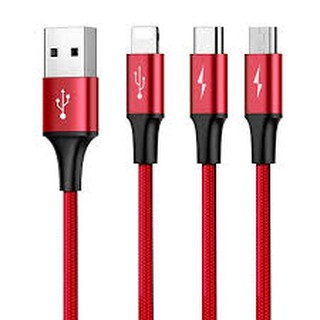 Cáp Sạc Nhanh 3A - 3 Đầu Baseus 1.2M CAMLT-SU01 Lightning + Micro + Type C (Chính Hãng Baseus)