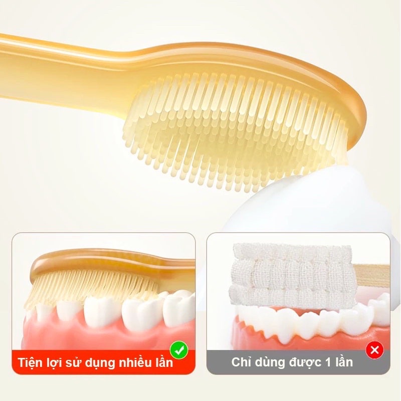 Bàn chải + rơ lưỡi silicone cho bé từ 0- 18 tháng