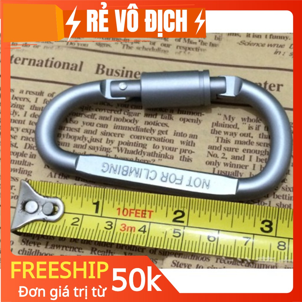 [BÁN BUÔN] móc khóa PHƯỢT THỦ CARABINER chữ D - khóa xoay 8cm - hợp kim NHÔM CAO CẤP NHẸ BỀN