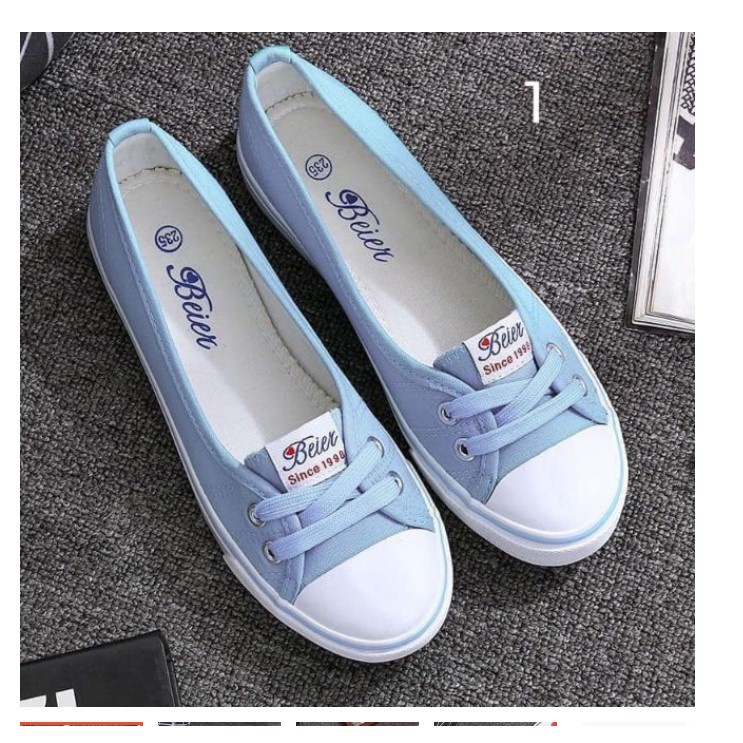 Giày Lười Vải Nữ, Giày Sục Nữ Buộc Dây Đi Cực Êm Chân Năng Động Trẻ Trung