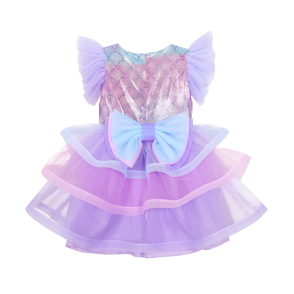 Đầm Công Chúa Dáng Dài Phối Lưới Phong Cách Âu Mỹ Xinh Xắn Cho Bé Gái